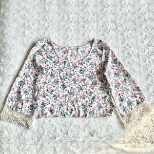 Hollister Blouse Shirt Womens Small White Lace Floral Prairie Cottagecore Flower